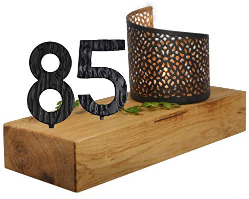 SünGross Holz Leuchter Eiche 10x24x4cm mit Wunschzahl und Deko Windlicht zum 85. Geburtstag
