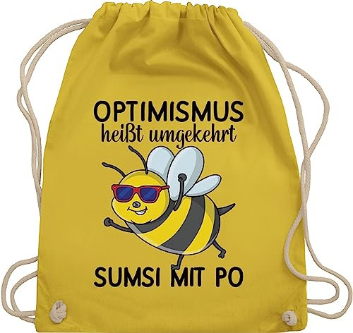 Turnbeutel Rucksack - Sprüche Statement Spruch - Optimismus heißt umgekehrt Sumsi mit Po I Büro Arbeitskollegen - Unisize - Gelb - bienen tasche beutel+rucksack+mit+sprüchen sprueche bee beutel