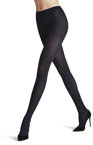 FALKE Prime Rib 60 DEN W Ti semicoprenti fantasia 1 pezzo, Collant Donna, Blu Marine 6179, S-M