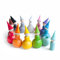 Ulanik Montessori Peg Puppen Holzspielzeug Sortieren Lernspielzeug mit Hüte in einem Ball Sorter 12 GNOME 60mm Alter 3 + Farbe Sortierung und Zählen Peg Puppen Vorschule (1 Edition)