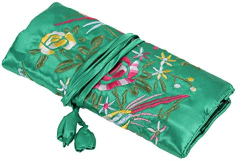 Tomaibaby Stickerei Schmuck Rolle Seide Stickerei Schmuck Tasche Rolle Schmuck Lagerung Pouch Make- Up Veranstalter Geschenk Taschen
