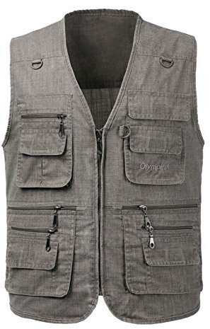 KTWOLEN Herren Outdoor Weste Anglerweste Jagdweste Fotografie Funktionsweste Ärmellos Weste Angelwesten mit Taschen, Dunkelgrau, XL