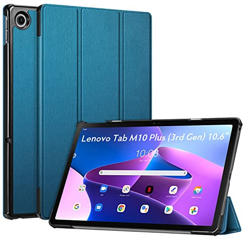 FINTIE Coque pour Lenovo M10 Plus 3rd Gen 10.6 Pouces 2022 (TB125 / TB128) - Étui Fin et Rigide Housse Pliable Légère, Protection pour Lenovo Tab M10 Plus 3ème Génération, Bleu Canard