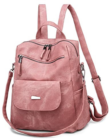 DIRRONA Zaino da Donna Casuale Zaino Donna Alta Capacità Borse a Tracolla Pelle Sintetica Antifurto Impermeabile Daypack Scuola Viaggio Lavoro Borsa Rosa