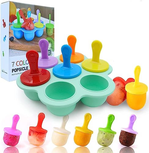 Dyroe Mini Molde Helados y Hielo de Silicona, Sin BPA y Reutilizable, con 3 Tiras Largas, Multifuncional Moldes de Paletas para Bebé y Niños Rosa