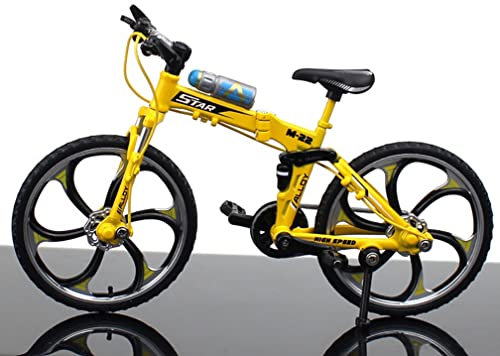 Finger Fahrrad Modell,1:10 Legierung Mini Fahrrad Spielzeug, Mountainbike Modell Ornamente Für Jungen Mädchen,Funktionale Nachahmung,Wiederherstellung Von Details Und Texturen-folding MTB-yellow