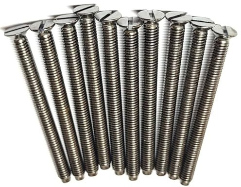 Pack of 10 Electrical Screws Chrome M3.5 40mm M3.5 Thread Diameter Flat Slotted Head Long Screw for Socket Switch Plate Sockets Outlet Cover Electric Panel Fixings DIY Projects