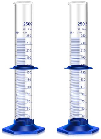 Qesdaoxu Messzylinder, dickes Glas, Laborzylinder, 250 ml, 2 Stück