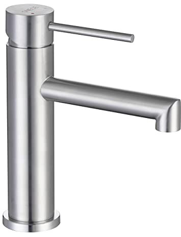 ONECE Wasserhahn Edelstahl gebürstet für Bad, Waschtischarmatur mit abnehmbar Bubbler, Einhebelmischer Badarmatur mit Auslauf Höhe 105 mm, vertikaler Auslauf, Matt