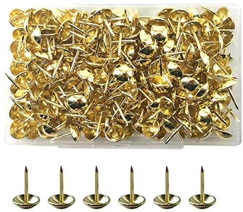 Yosawo 200Pcs Furniture Decorative Tacks Upholstery Tacks Pins Thumb Tack Stud Tacks Push Pins（Gold）