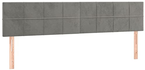 vidaXL Kopfteil, Bettkopfteil mit Holzbeinen, Höhenverstellbar Polsterkopfteil für Bett, Betthaupt Bettzubehör Schlafzimmer, Hellgrau 180x5x78/88cm Samt