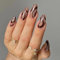 VEBONNY Faux ongles à presser en forme d'amande avec ligne d'eau marron - Belle femme mature brillante - Longueur moyenne - Vebonny FN-SA011