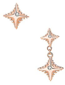 Bellitia Jewelry Damen CZ Diamant Hypoallergen Asymmetrische Ohrstecker Hängend Ohrringe, 925 Sterling Silber Rosévergoldet Zirkonia Stern Ohrschmuck Für Damen Mädchen Kinder