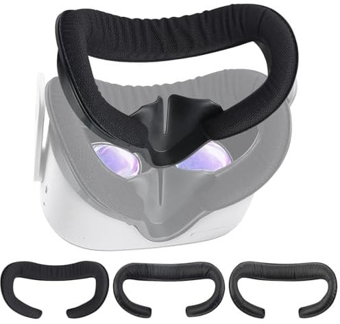 Nefuo Face Cover for Quest 2, 3 PCS Sweat-Proof Breathable VR Foam Replacements Accessories, Anti-fogging Fitness Facial Interface with Anti-Leakage Nose Pad for Meta Quest 2 VR Headsets