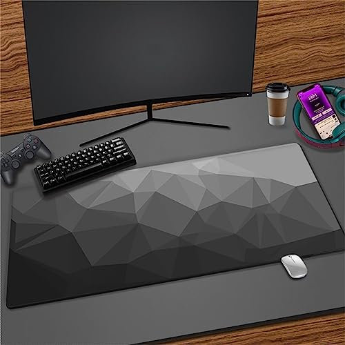 Tapis de Souris Gaming XXL Géométrie Noire, 600x400mm Grand Tapis de Souris, Tapis de Souris Antidérapant Surface Spéciale Améliore Précision et Vitesse, pour Gamer Ordinateur PC