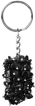 Llavero De Piedra De Cristal - Llavero De Cristal De Roca Negro Natural Con Piedra De Viruta Llaveros Originales Para Llavero De Coche Anillo Bolsa Accesorios Para Hombres O Mujeres, Como Se Muestr