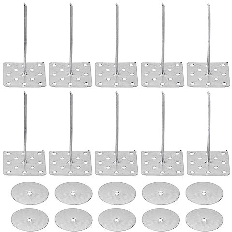 PATIKIL 2 Gelochte Isolierstifte mit Runde Scheiben 50 Pack Aluminum Isolierung Nägel Wand Steckdose für Befestigung Schaumstoff Tafeln Wand oder Decke
