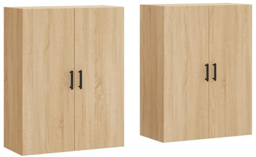 vidaXL Wandschränke 2 STK., Hängeschrank mit viel Stauraum, Badschrank Wohnzimmerschrank mit Türen, Wandmontage Aufbewahrungsschrank, Sonoma Eiche