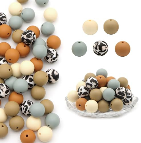 David Accessories Silikonperlen, 15 mm, runde Perlen für Schlüsselanhänger, Stifte, Schlüsselbänder, Armbänder, Halsketten, Schmuckherstellung, Basteln, 50 Stück (B)