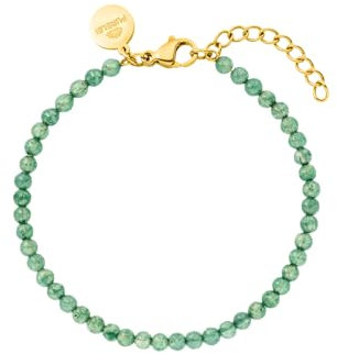 Purelei® Aventurin-Armband, Damenarmband aus langlebigem Edelstahl, wasserfestes Aventurin-Perlenarmband, verstellbare Länge von 16 bis 19 cm (gold)