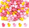 100 Mini Harz Enten, Miniatur Deko Enten mit Schwarzen Liebesherzaugen Winzige Kleine Enten Figuren Valentinstag Dekoration für DIY Bastel Puppenhäuser Landschaften Spiele (4 Farben)