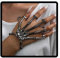 Resweky Punk Armbänder Schädel Skelett Finger Hand Knochen Armband Gotische handgemachte Halloween Armband Hand Kette Geschenke für Frauen Mädchen (Silver)