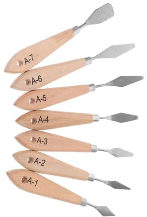 SEWOART Grundlegende Werkzeuge Für Künstler 7-teilig Farbschaber Mit Holzgriff Zum Mischen Verteilen Und Glätten