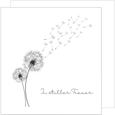 Edition Seidel Premium quadratische Trauerkarte mit Umschlag. Beileidskarte Karte In stiller Trauer Mitgefühl stille Anteilnahme Abschied herzliches Beileid Blume Pusteblume (TQ101 SW024)