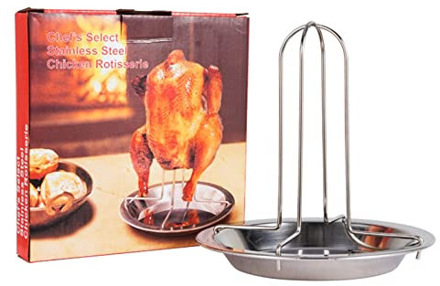 JUOPZKENN Vertical Stainless Steel Chicken Roaster Rack, Beer Can Chicken Holder with Pan Beer Butt, Non Stick Thickened Chicken Roaster Grill Tools for BBQ Accessories