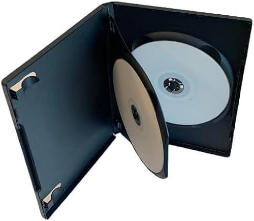 MediaPack4All 14mm Black DVD Case, Double Capacity with Tray for CD/DVD Storage (5)