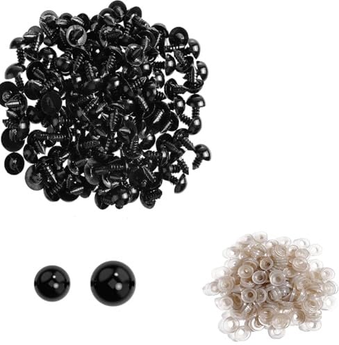 Safety Eyes for Crochet Toys - 200pcs Plastic Black Safety Eyes - Safety Eyes Toy Eyes - Plastic Safety Eyes with Washer - safety Eyes with Washers,for DIY Making Soft Toy Crafts Decorations(8mm,10mm)