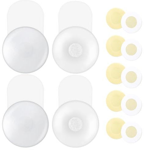 Kiiwah 2 Paia Reggiseno Adesivo in Silicone Push Up, Invisibile Reggiseno Riutilizzabili Coppe Adesivo Seno con 5 Paia Copricapezzoli USA e Getta (6.5cm)