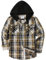 SwissWell Chemise Homme à Carreaux Flanelle Chemise Bûcheron Homme Surchemise Manches Longues Capuche Bouton Chemise Décontractée Marron Clair XL