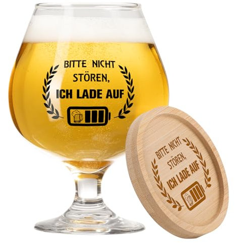 PRSTENLY Geschenke für Männer, Bierkrug Glas+Bambus Untersetzer Geburtstagsgeschenk für Männer, Geschenk für Papa Opa Kollegen Freund zum Geburtstag Vatertag Weihnachten Ostern, 17 Oz