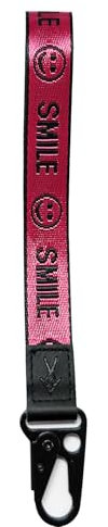 TOOLIN Hand Handgelenk Lanyard für Schlüssel, Cool Handgelenk Lanyard Strap mit echtem Leder, Schlüsselanhänger Halter für Frauen/Männer (Lächeln-rosarot)