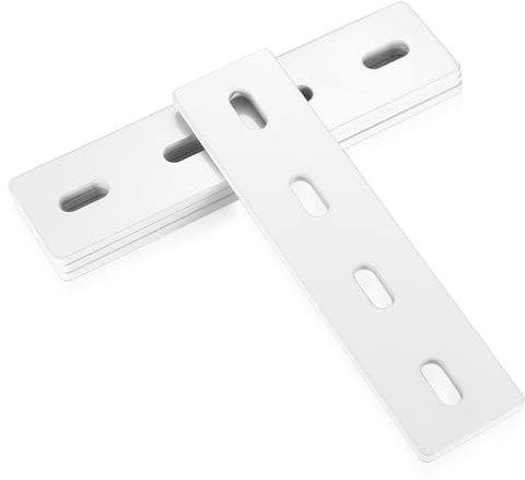 4 Pcs Flat Brackets for Wood, White Metal Brackets for Wood, 4 Holes Adjustable Flat Connecting Joining Plates, Perforated Flat Mending Plates for Timber Wood Repair Fixing Connectors(1.5x6.1 inch)