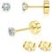 Adramata 2Pcs Titan Ohrringe Gold Damen Ohrstecker Titan Flach Zurück Ohrstecker Hypoallergene Piercing Ohr Tragus Piercing Helix Piercings Gold Silber Titan Ohrringe 2/3/4MM