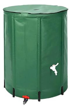 MBBTAG Faltbare Regentonne, Regenwassertonne für Gartenbewässerung, regentonne faltbar, Mit Wasserhahn, regentonne 50/100/160/200/225/250/380/500/750/1000 liter, Bewässerbare Gartenpflanzen(Grün,60x60