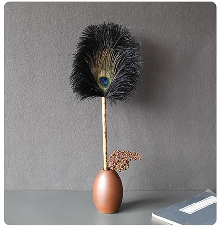 Straußenfeder-Staubwedel zur elektrostatischen Staubentfernung, Pfauenfeder-Dekoration (schwarz, großer Staubsammler 50 cm x 18 cm)