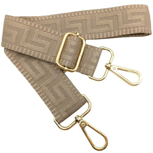 Verstellbarer Schultergurt für Taschen Helles Khaki, Taschengurte zum Wechseln, Taschengurt Breit mit Karabiner Gold, 80-130 cm Tragegurt Tasche für Damen Schulterriemen, Handtasche, 3.8cm, 1315