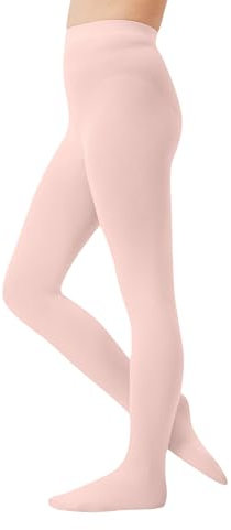 CozyWow Medias de ballet para niña, 60 den, semiopacas, de microfibra, con pie, Rosa., 6-8 años
