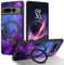 DOMAVER Case for Google Pixel 7 Pro Glow in The Dark Hybrid Hard PC Stand Holder Slim Fit Shockproof Drop Protective Girls Women Men Phone Cover for Pixel 7 Pro, Blue Nebula