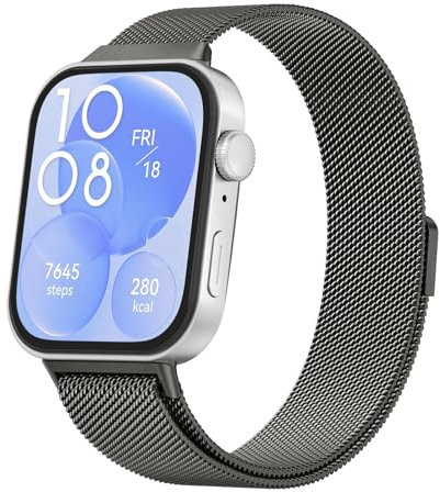 AK für Huawei Watch Fit 3 Armband Damen Herren, Magnetisch Metall Huawei Fit 3 Ersatzarmbänder Edelstahl Uhrenarmband für Huawei Fit 3 Armband mit Magnetverschluss Smartwatch Zubehör für Frauen Männer