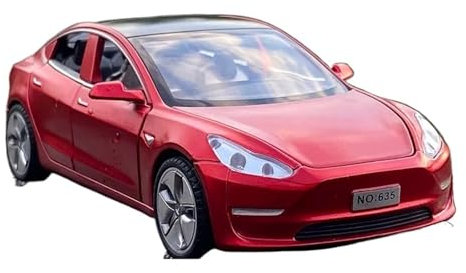 1:32 Für Tesla Model 3 2024 Legierungsautomodell Metallautomodell Hohe Simulation Sound- Und Lichtkollektion Trendiges Spielzeug Modellauto(Rot,B)