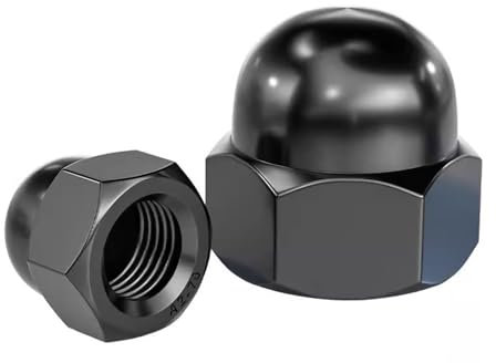 YANGC Schwarze Hutmuttern aus Edelstahl 304, M3, M4, M5, M6, M8, M10, M12, M14, M16, M18, M20, dekorative Kuppelmuttern, Blindmuttern(M12 2pcs)