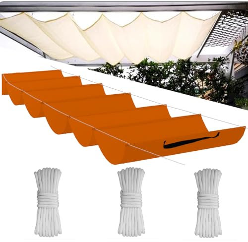 Einziehbare Welle Sonnensegel,Wellenmarkise Verstellbar Schutz vor UV-Strahlungen,Sonnenschutz,Wasserdicht,Garten,2x3M,Orange