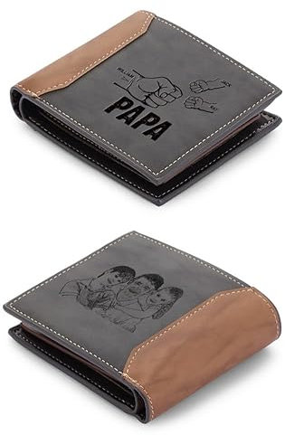 Personalisiert Herren Geldbörse mit Namen Foto, Männer Portmonee Personalisiert Geschenke für Papa/Opa Vatertag