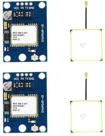 GY-NEO6MV2 Lot de 2 modules GPS, module GPS, module GPS avec commande de vol d'antenne, module de commande de vol GPS super puissant, module de position GPS MWC IMU APM2.5 pour Arduino