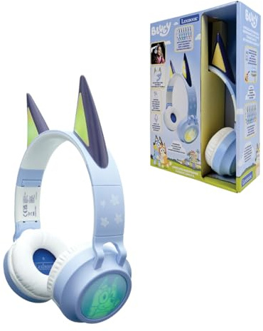 Lexibook, Bluey, Bluetooth-Kopfhörer, blau, HPBT015BY | 2-in-1 Bluetooth & kabelgebunden, 3D-Design, Leuchteffekt, faltbar, blau