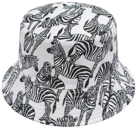 ZLYC Männer Frauen Sommer Fischerhüte Obst Hut(Zebra Weiß),Einheitsgröße